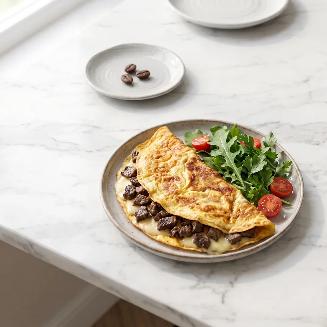 Kavurmalı Kaşarlı Omlet
