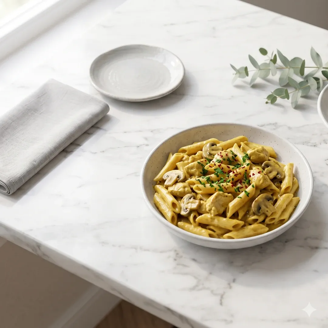 Köri Soslu Tavuklu Penne